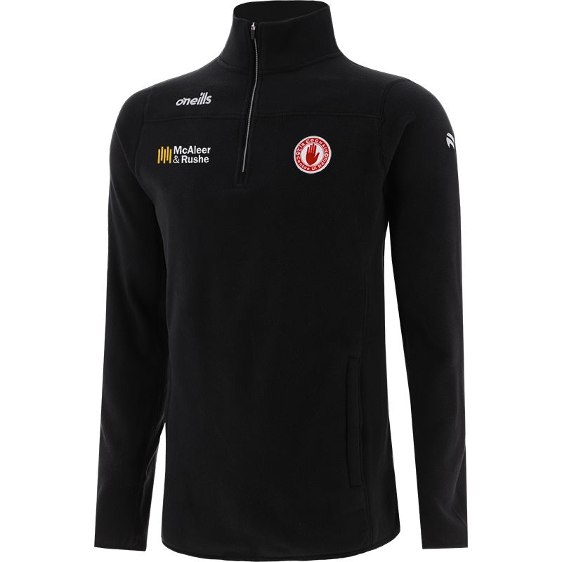 Black Men’s Tyrone GAA Harlow Micro Fleece Half Zip Top with two zip pockets and Tyrone GAA crest by O’Neills.