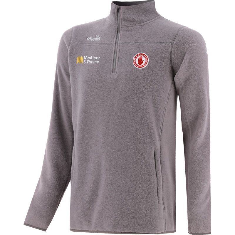 Silver Men’s Tyrone GAA Harlow Micro Fleece Half Zip Top with two zip pockets and Tyrone GAA crest by O’Neills.