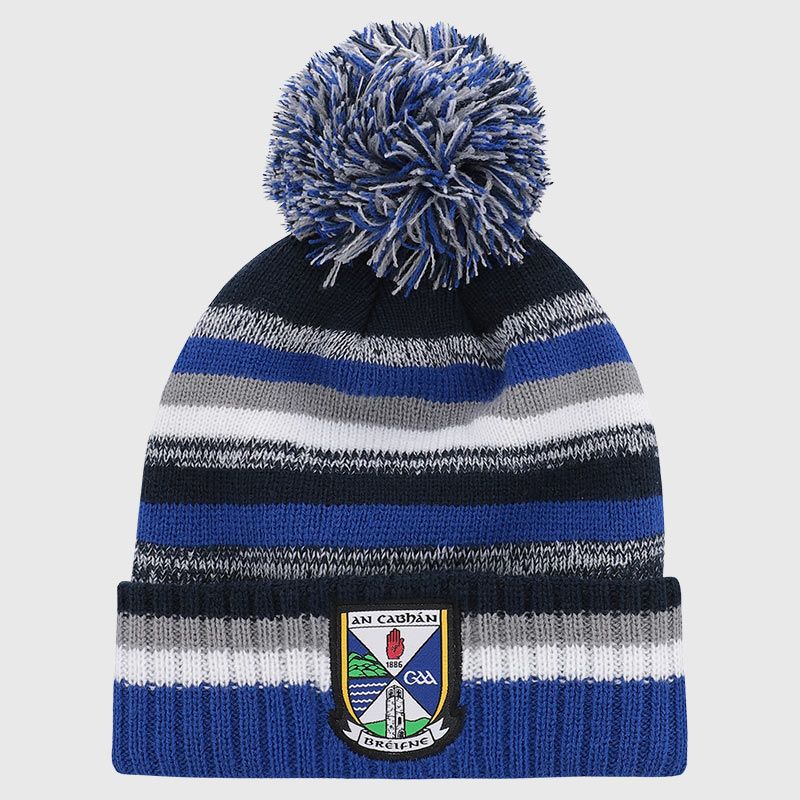 Cavan GAA Kids' Hydra Knitted Bobble Hat Marine / Grey / Royal from O’Neills