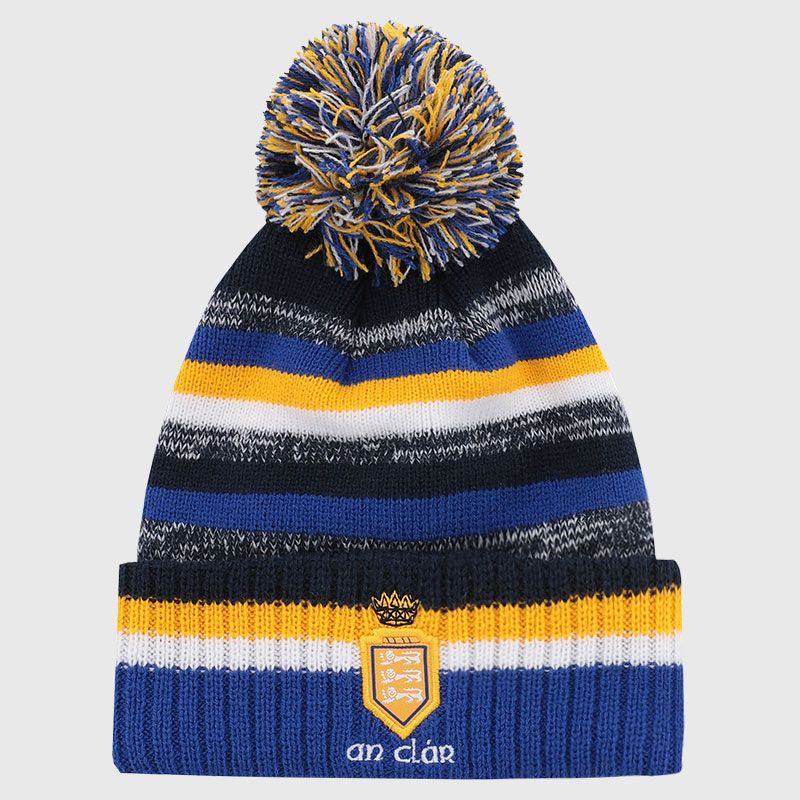 Clare GAA Kids' Hydra Knitted Bobble Hat Marine / Amber / White from O’Neills