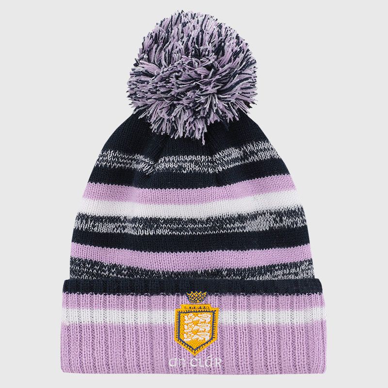 Clare GAA Kids' Hydra Knitted Bobble Hat Marine / Pink / White from O’Neills