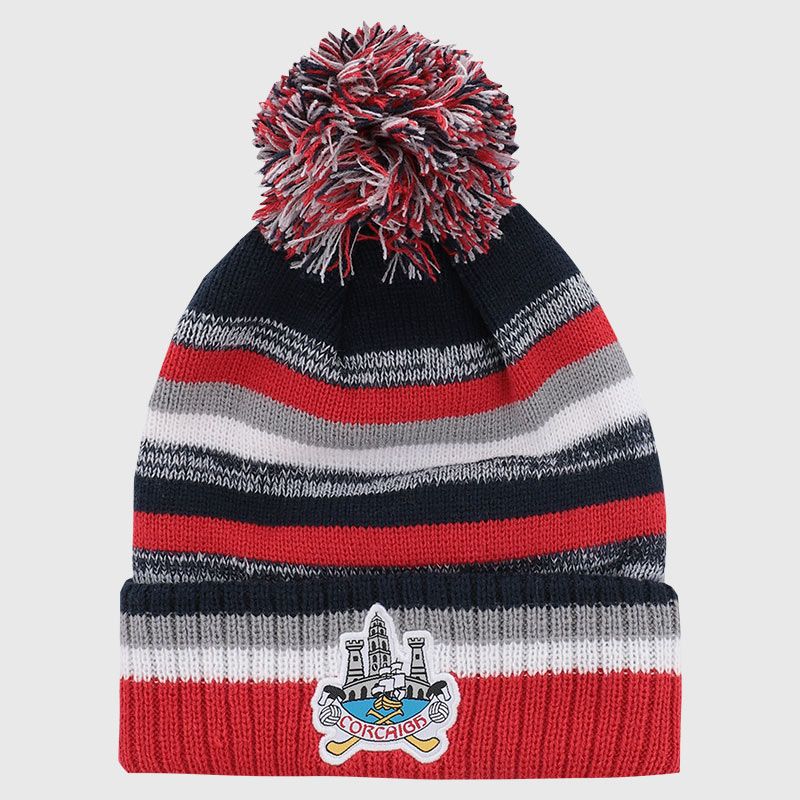 Cork GAA Adult's Hydra Knitted Bobble Hat Marine / Red from O’Neills 