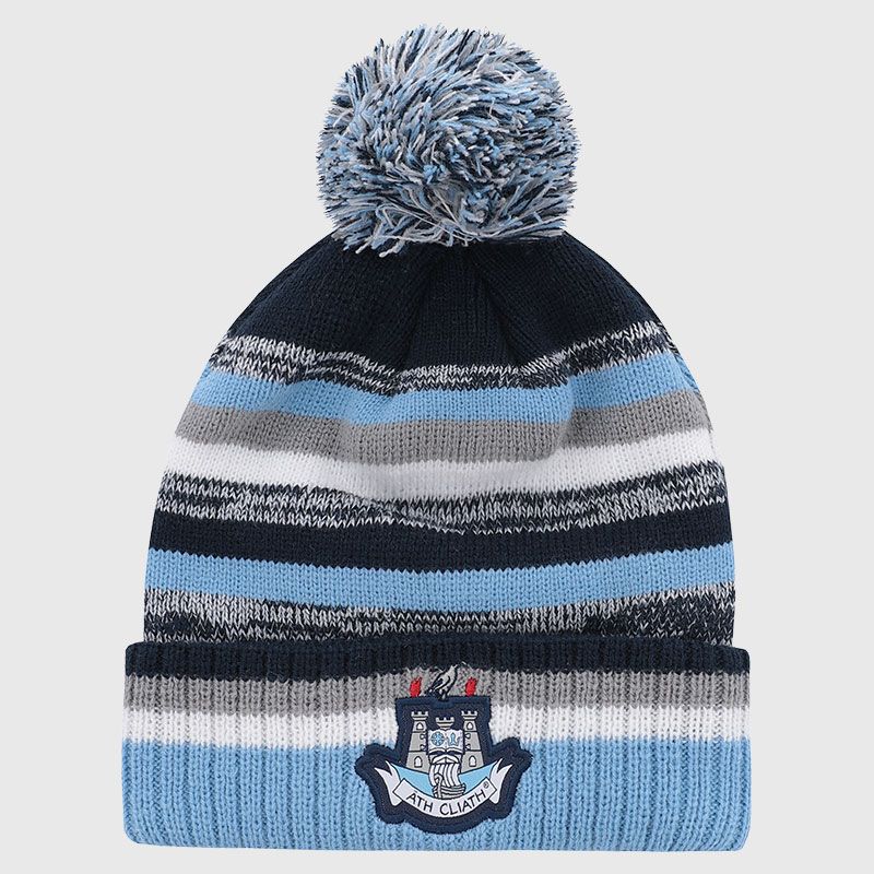 Dublin GAA Adult's Hydra Knitted Bobble Hat Marine / Grey / Sky from O’Neills 