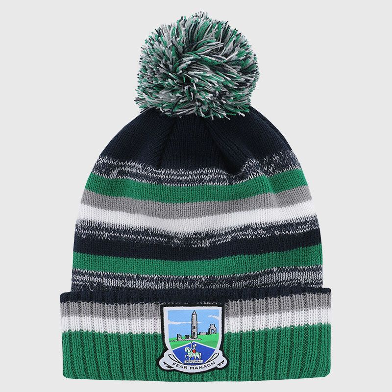 Fermanagh GAA Adults Hydra Knitted Bobble Hat Marine / Green / Grey from O’Neills