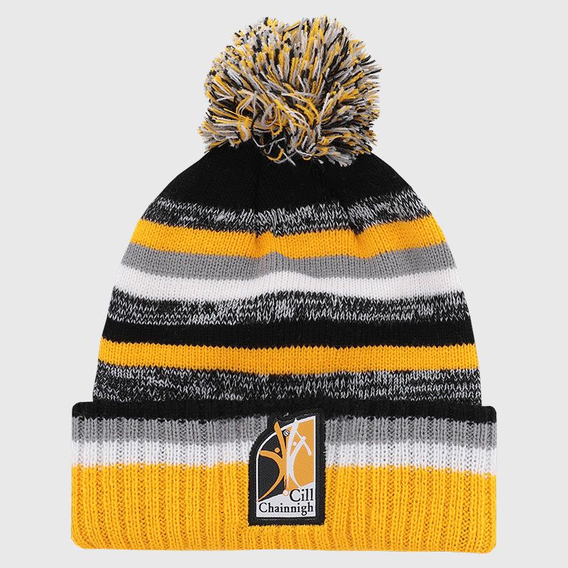 Kilkenny GAA Adults Hydra Knitted Bobble Hat Black / Grey / White from O’Neills