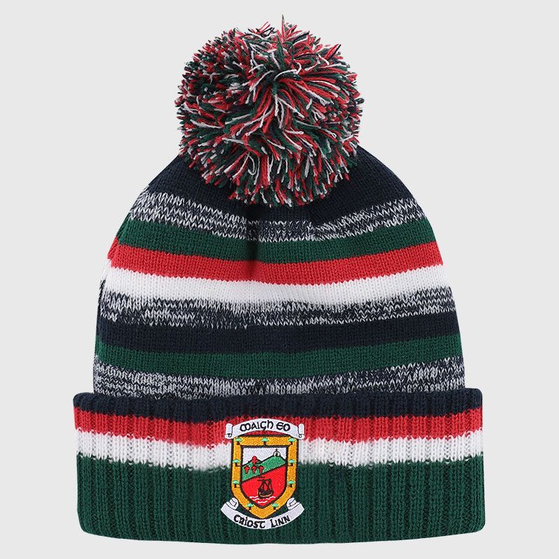 Mayo GAA Kids' Hydra Knitted Bobble Hat Marine / Red / White from O’Neills