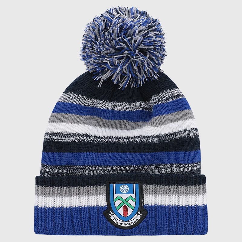 Monaghan GAA Adults Hydra Knitted Bobble Hat Marine / Grey / Royal from O’Neills