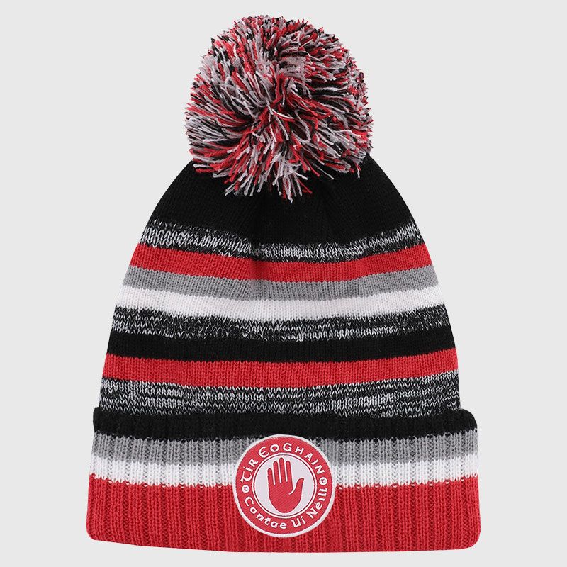 Tyrone GAA Kids' Hydra Knitted Bobble Hat Black / White / Red from O’Neills