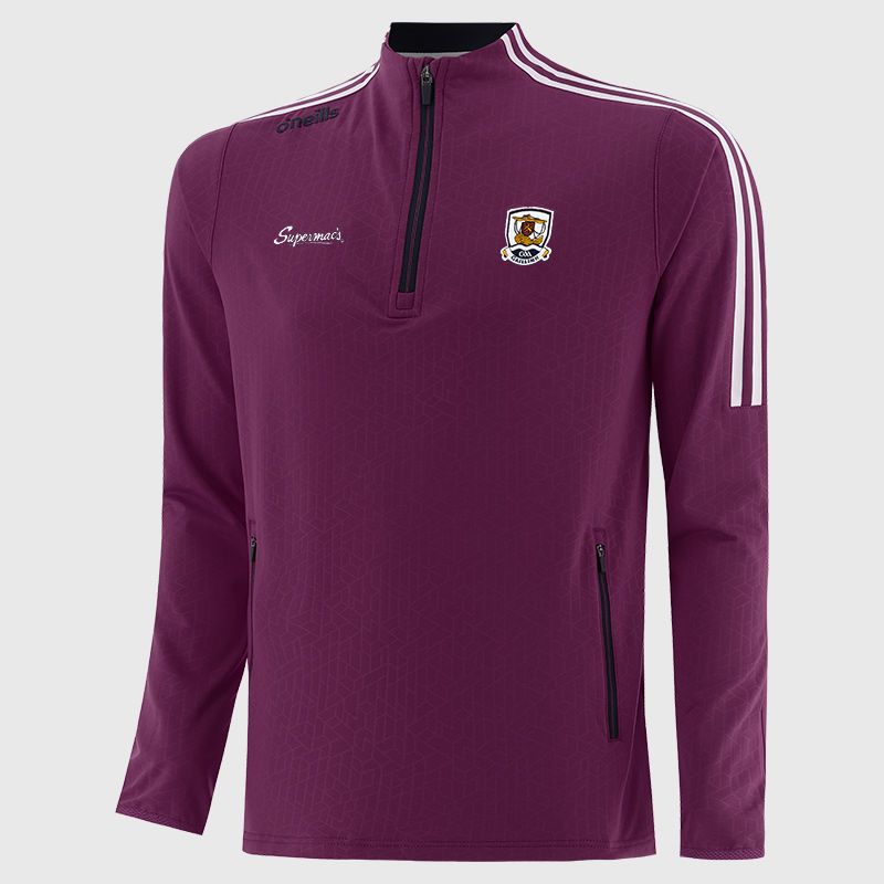 Galway GAA Men's Hydra Brushed Half Zip Top Maroon / White from O’Neills Sportswear