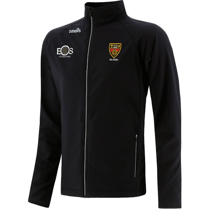 Black Men's Down Idaho Softshell Jacket with county crest and zip pockets by O’Neills.