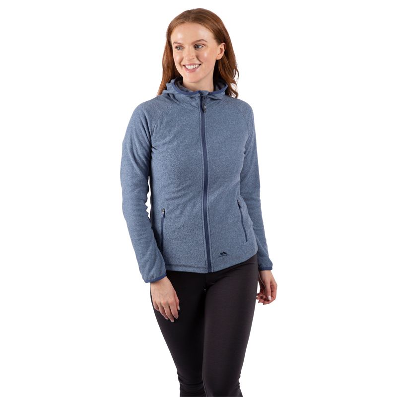 Navy Women's Trespass Jennings Full Zip Fleece with zipped pockets and a hood from O'Neills