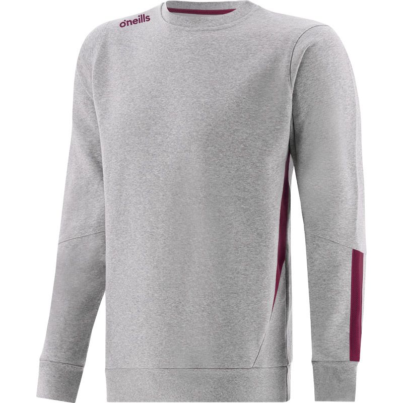 Grey / Maroon Men's Jenson Crew Neck Fleece Sweatshirt by O’Neills.