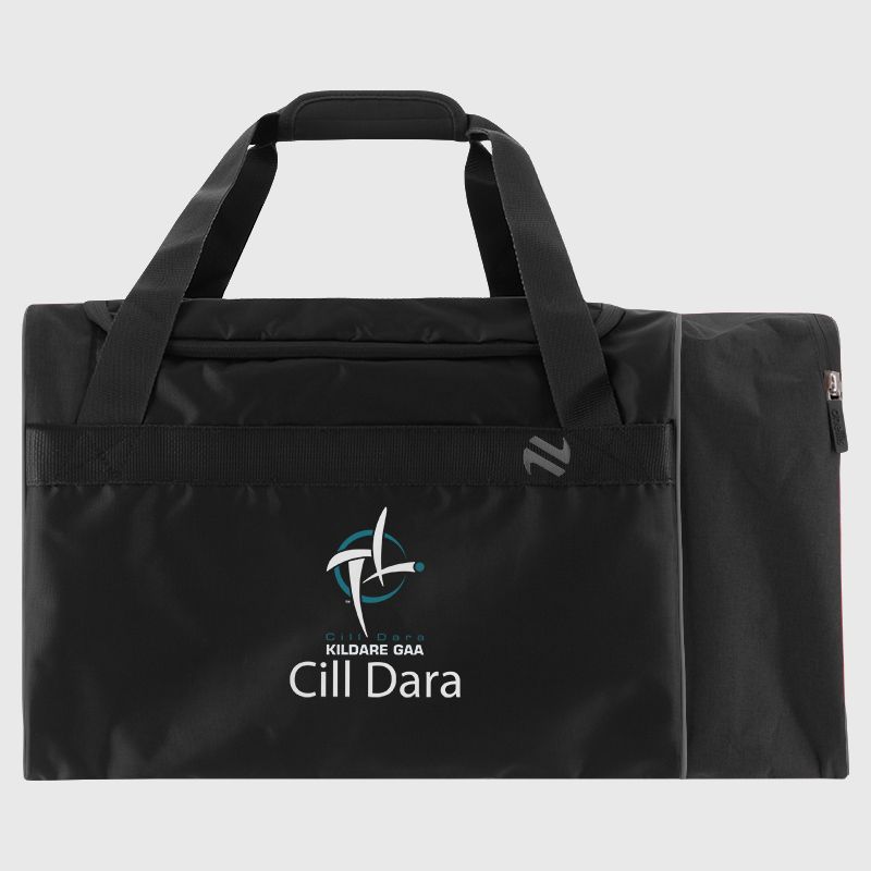 Black Kildare GAA Kent Holdall Bag with zip compartments and removeable shoulder strap by O’Neills.