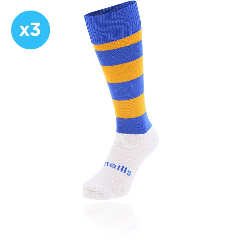 Royal and Amber knee high sports socks 3 Pack with seamless toe and cushioned soles by O’Neills.