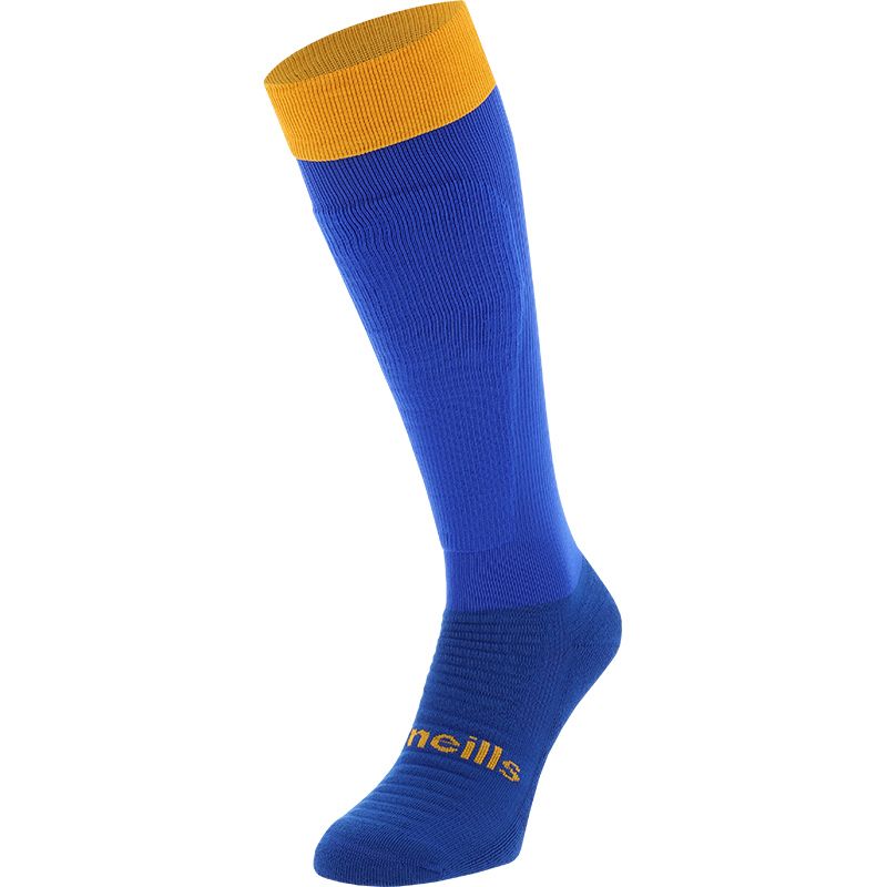 Royal and Amber Koolite Max Elite Long Sports Socks with extra long turnover top by O’Neills. 