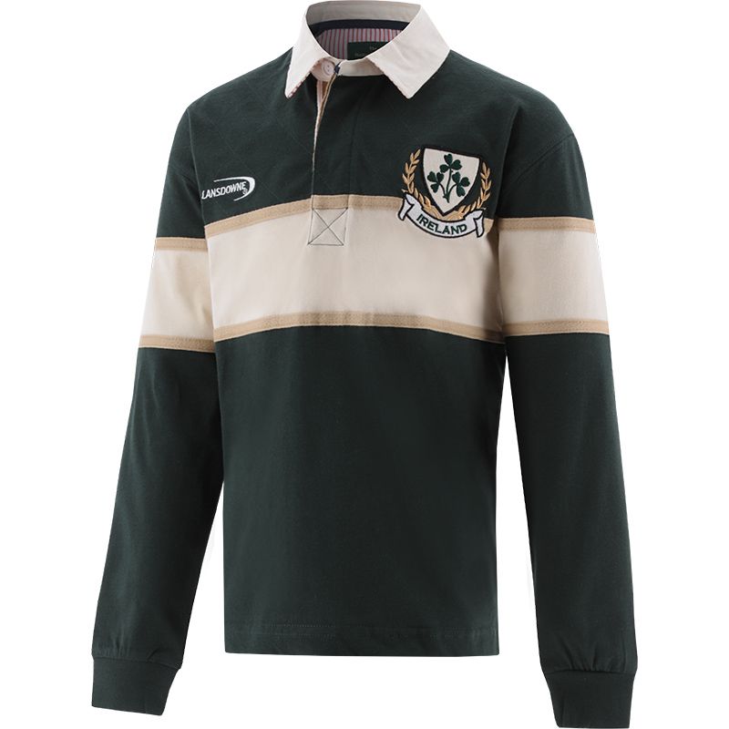 Kids' green long sleeve Lansdowne Ireland rugby t-shirt from O'Neills.