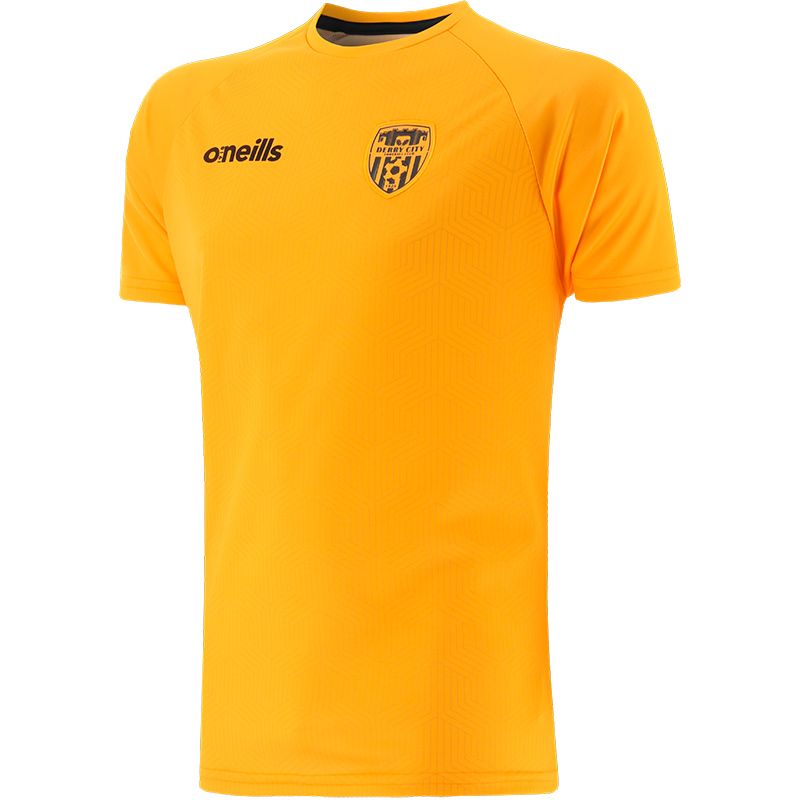 Amber / Black Kids' Derry City FC Lincoln T-shirt with a subtle printed design by O’Neills. 