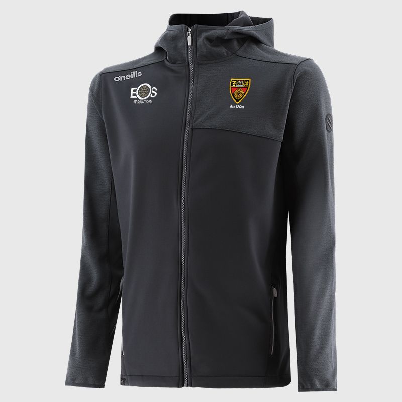Grey Down GAA Men's Logan soft shell jacket with hood from O'Neills.