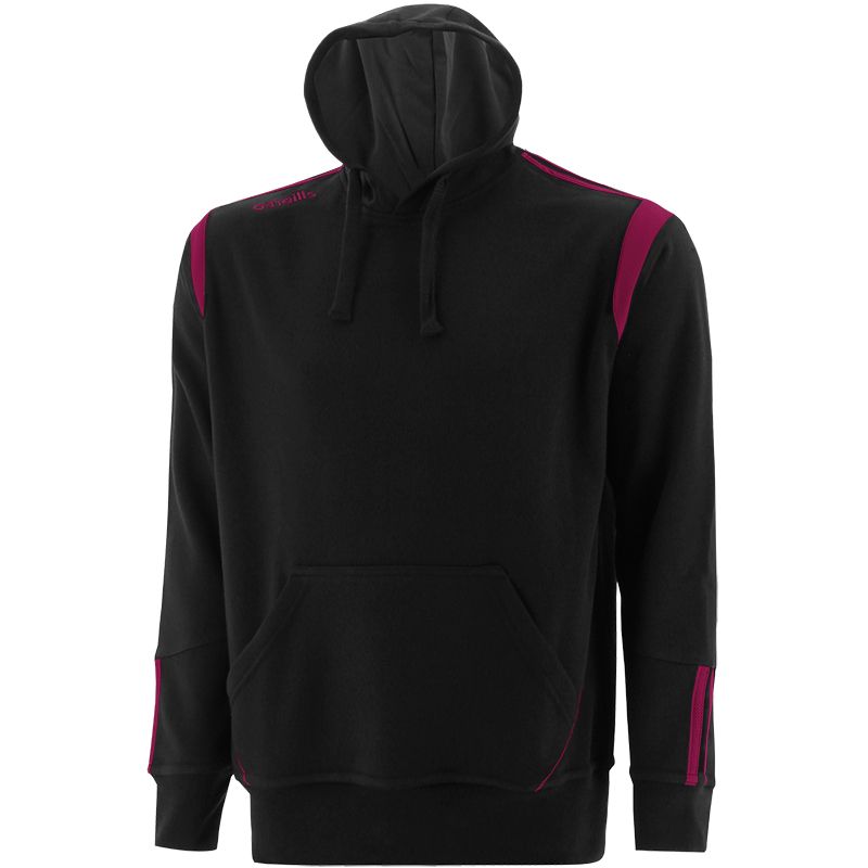 Black and maroon men's overhead hoodie with front pouch pocket by O'Neills.