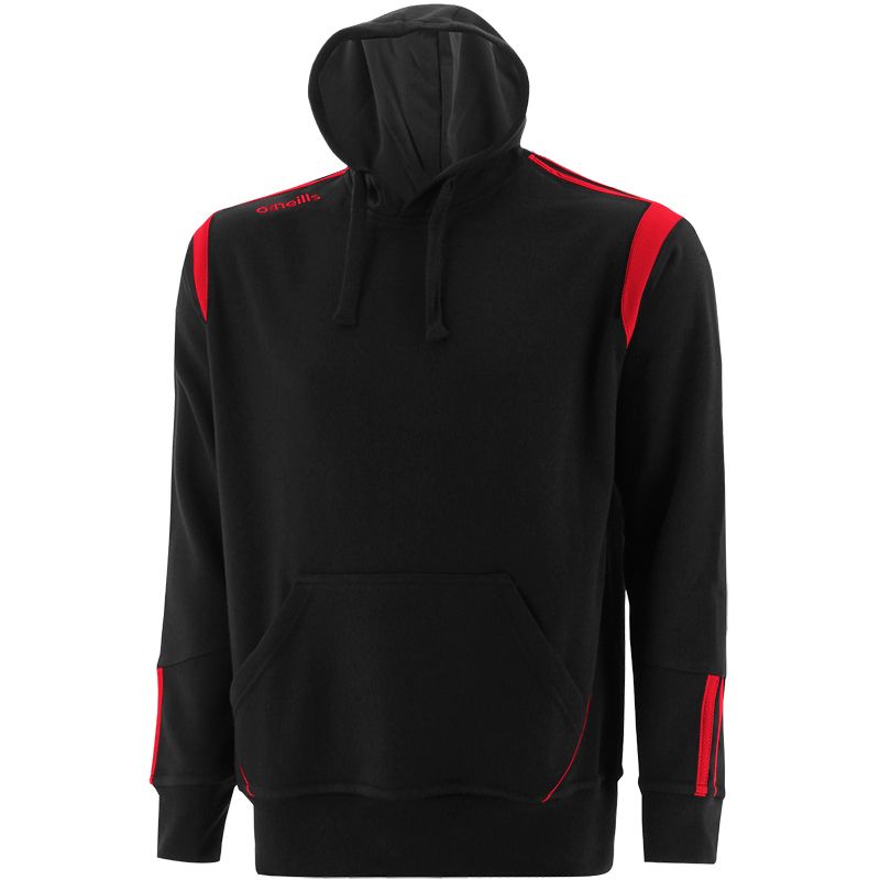 Black and red men's overhead hoodie with front pouch pocket by O'Neills.