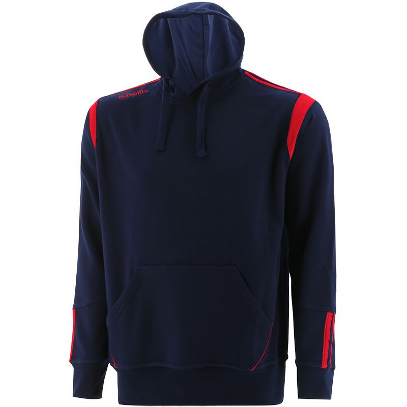Navy and red men's overhead hoodie with front pouch pocket from O'Neills.