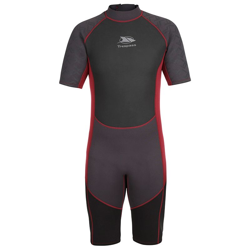 Men's Black Trespass Argon 3MM Short Wetsuit, with Trespass Print On Chest from O'Neills.