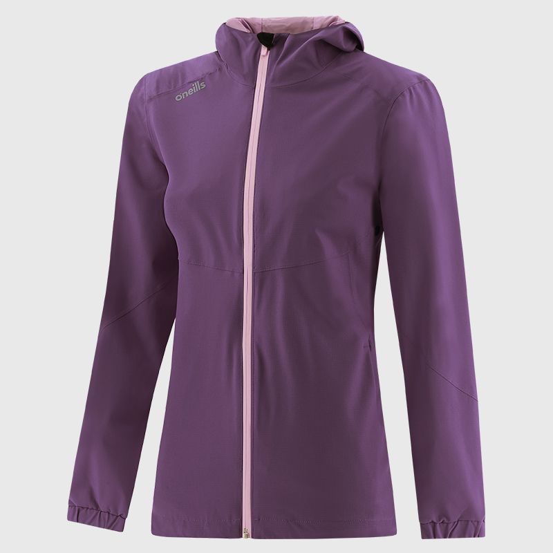 Purple Women's waterproof rain jacket with a hood and zip pockets by O'Neills.