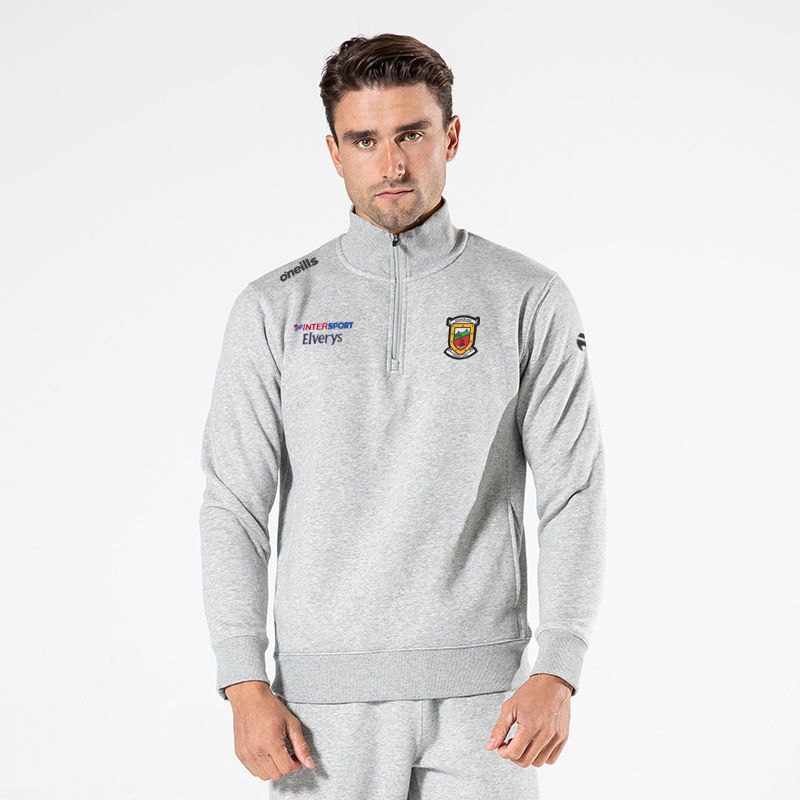 Mayo GAA Grey Men’s Evolve Fleece half zip sweatshirt with ribbed collar and two side pockets by O’Neills.