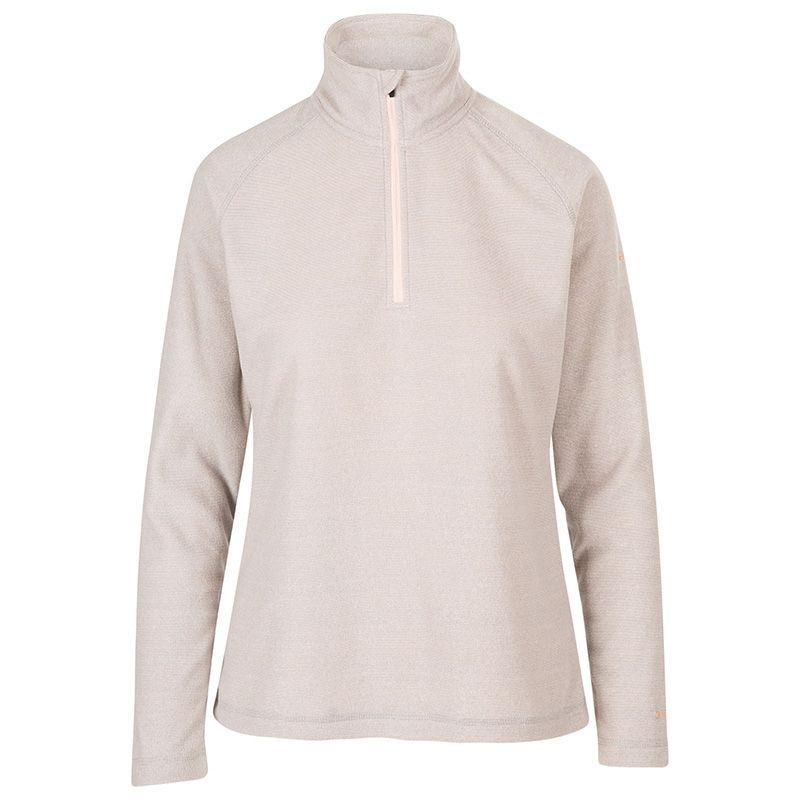 Pale Grey Trespass Women's Meadows Half Zip Fleece, with Half Zip Neck Fastening with Chin Guard from O'Neills.