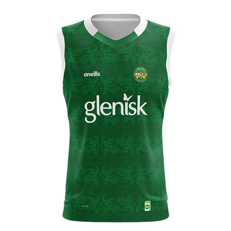 Green/White Kids Offaly GAA Hurling Training Vest with an eye-catching design by O'Neills.