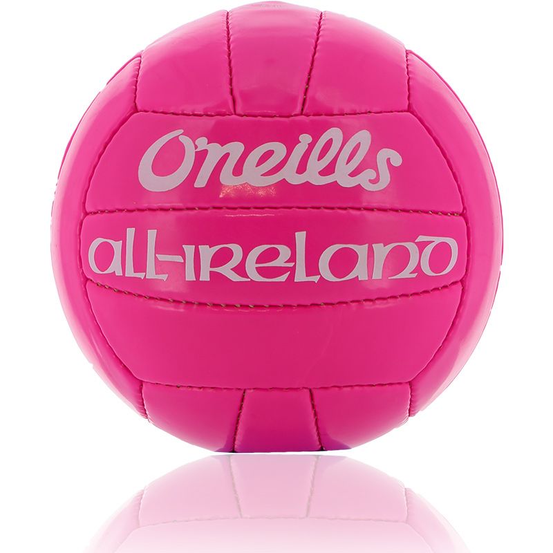 Pink official GAA midi football with O'Neills and All Ireland branding from oneills.com