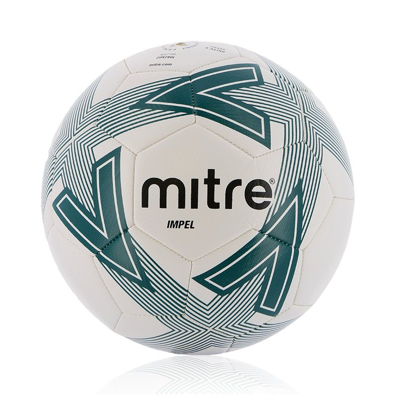 white, green and black Mitre training football with an efficient and hard wearing 30 panel construction from O'Neills