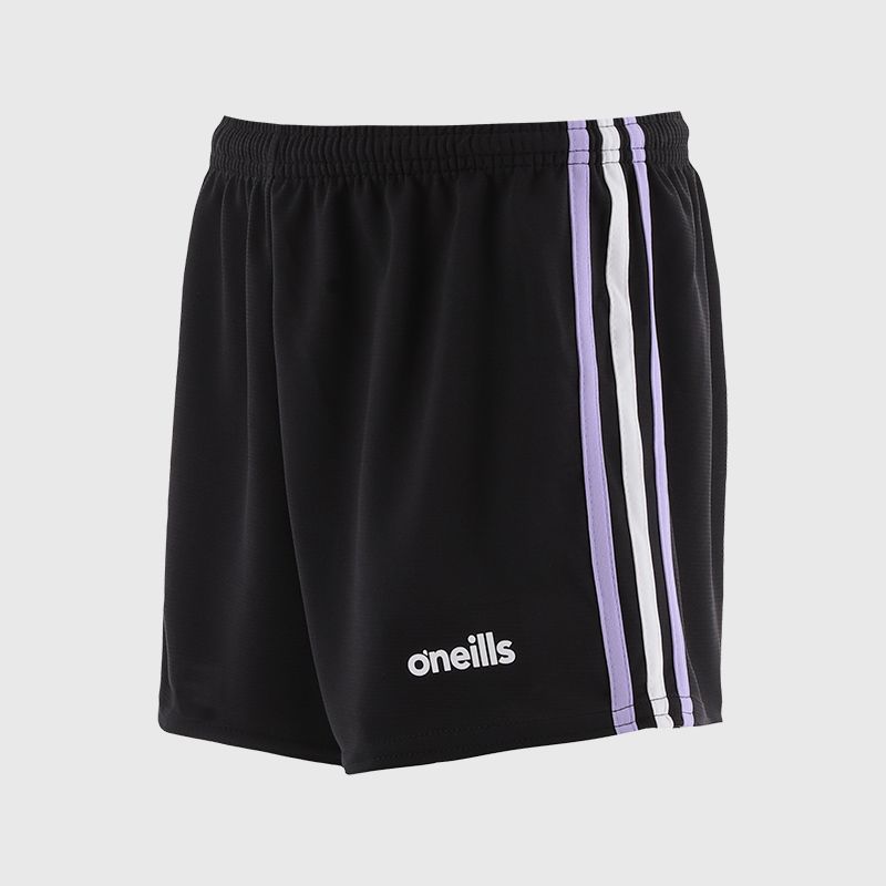 Kids' black Mourne shorts with stipe detail from O'Neills.