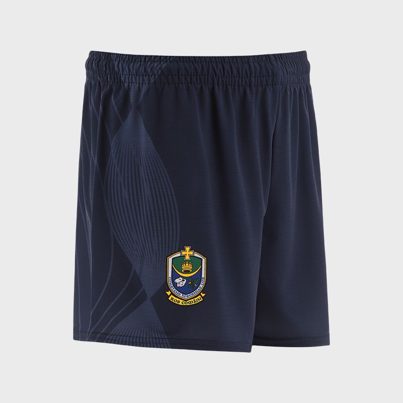 Navy Roscommon GAA Kids' Training Shorts with detail on leg by O’Neills.
