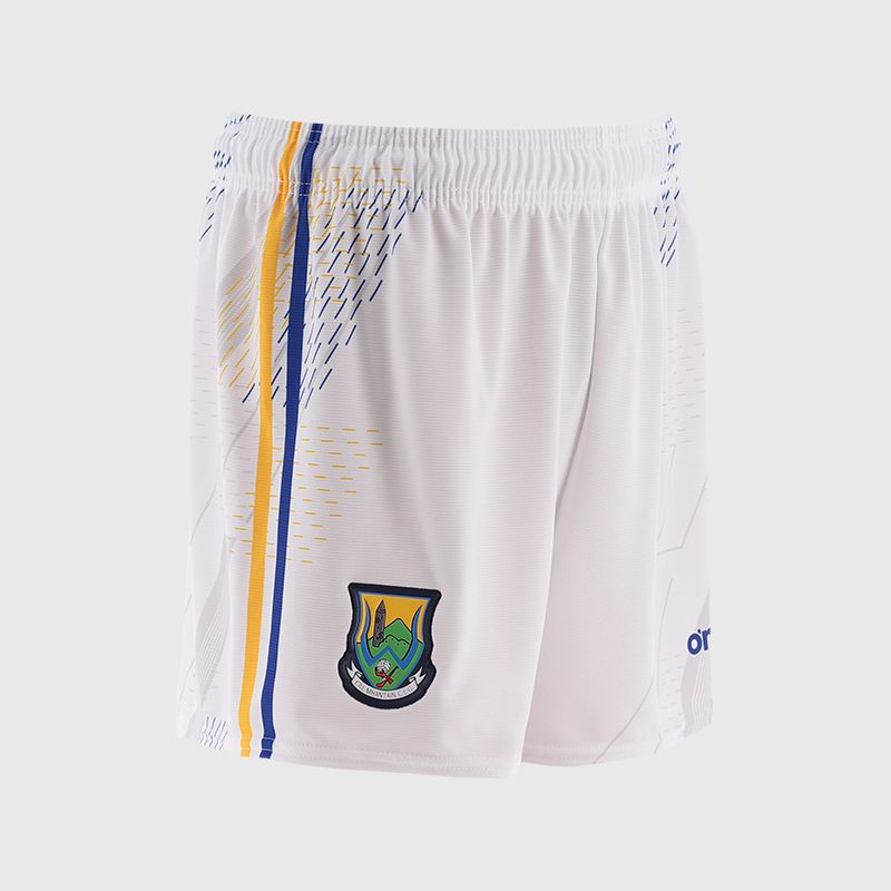 White Wicklow GAA Men's Home Shorts with stripe detail on leg by O’Neills.