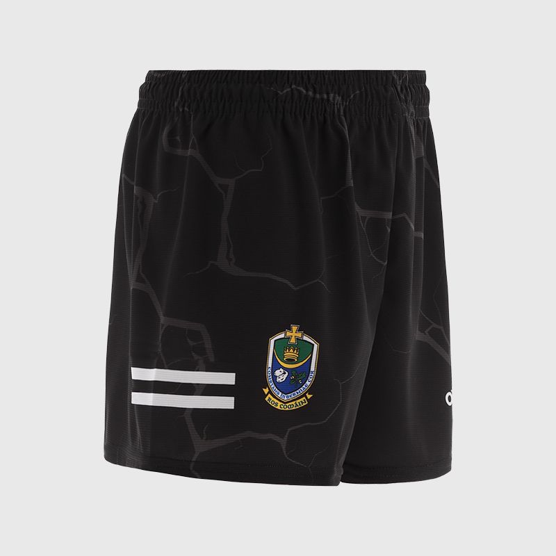 Black Roscommon GAA Men's Training Shorts with stripe detail on leg by O’Neills.