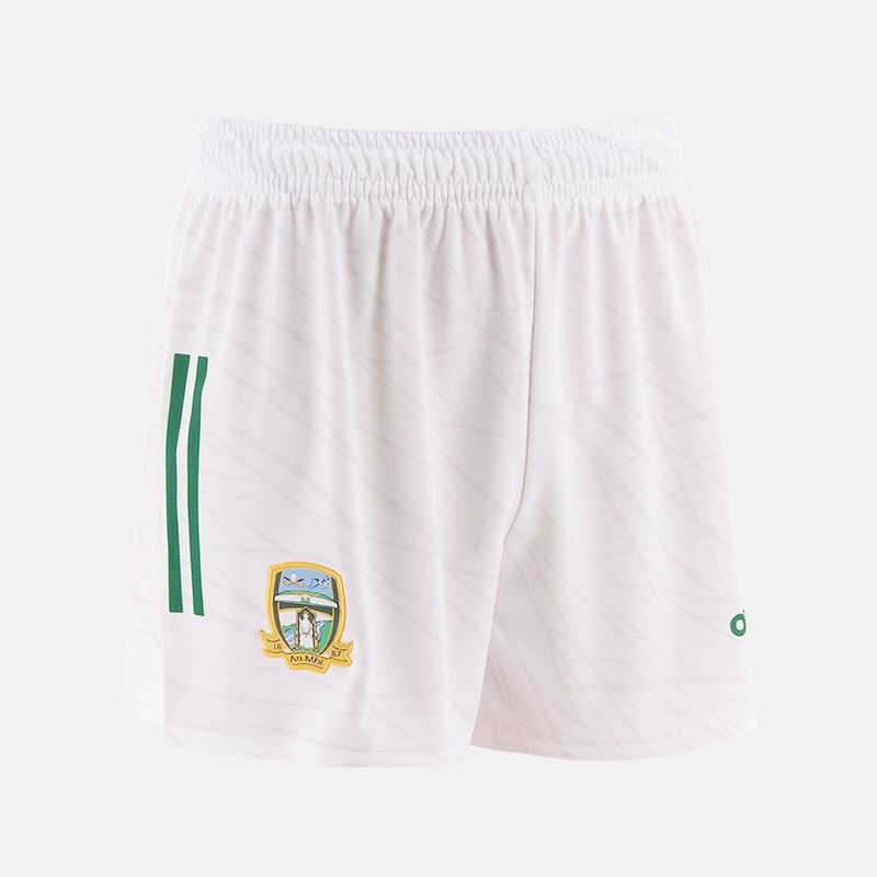 White Meath GAA Home Shorts with stripe detail on leg by O’Neills.