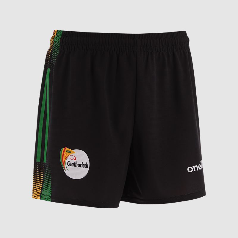 Black O'Neills Carlow GAA Kids' Goalkeeper Shorts 2025 By O'Neills.