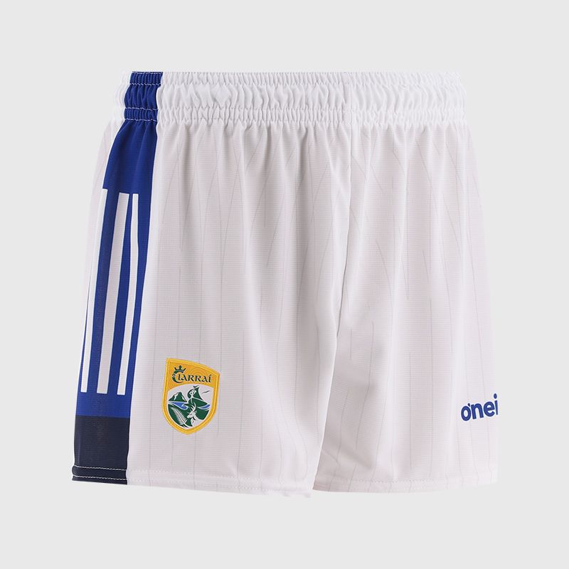White Kerry GAA Alternative Shorts with stripe detail on leg by O’Neills.