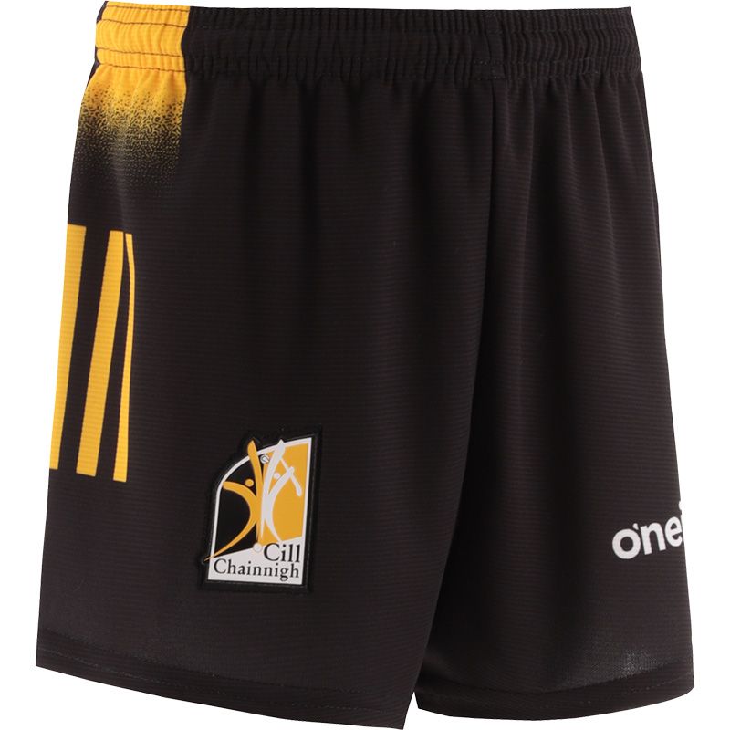 Black Kilkenny GAA Goalkeeper Shorts with 3 stripe detail on leg by O’Neills.