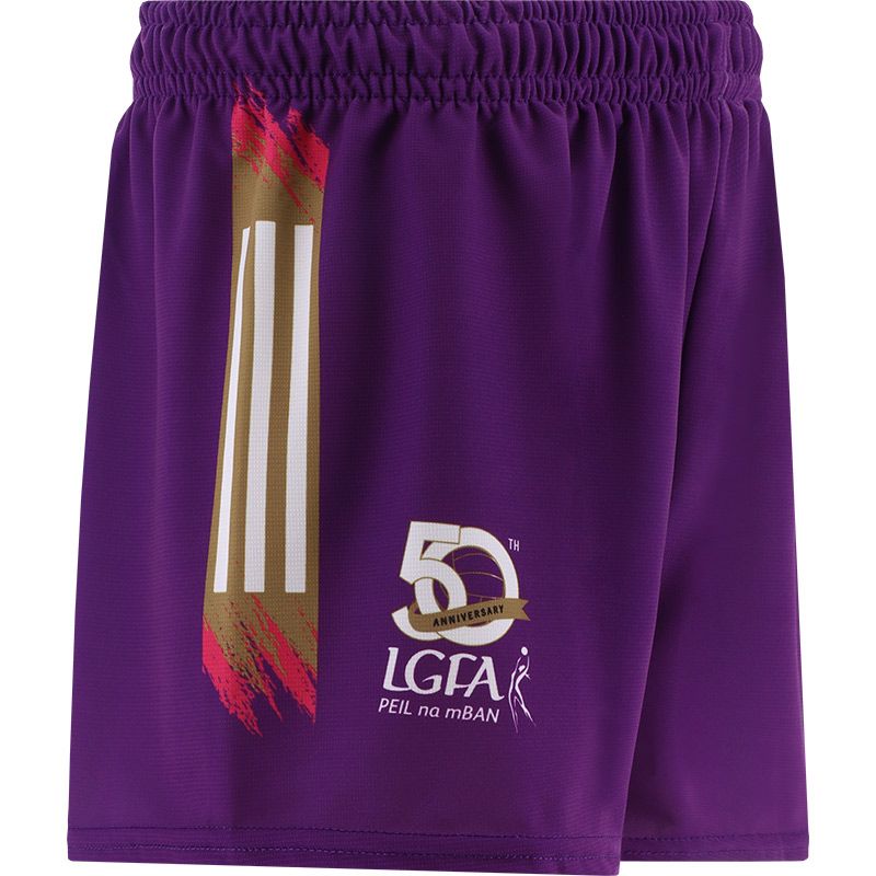 Purple LGFA 50th Anniversary Shorts with 3 stripe detail on leg by O’Neills.