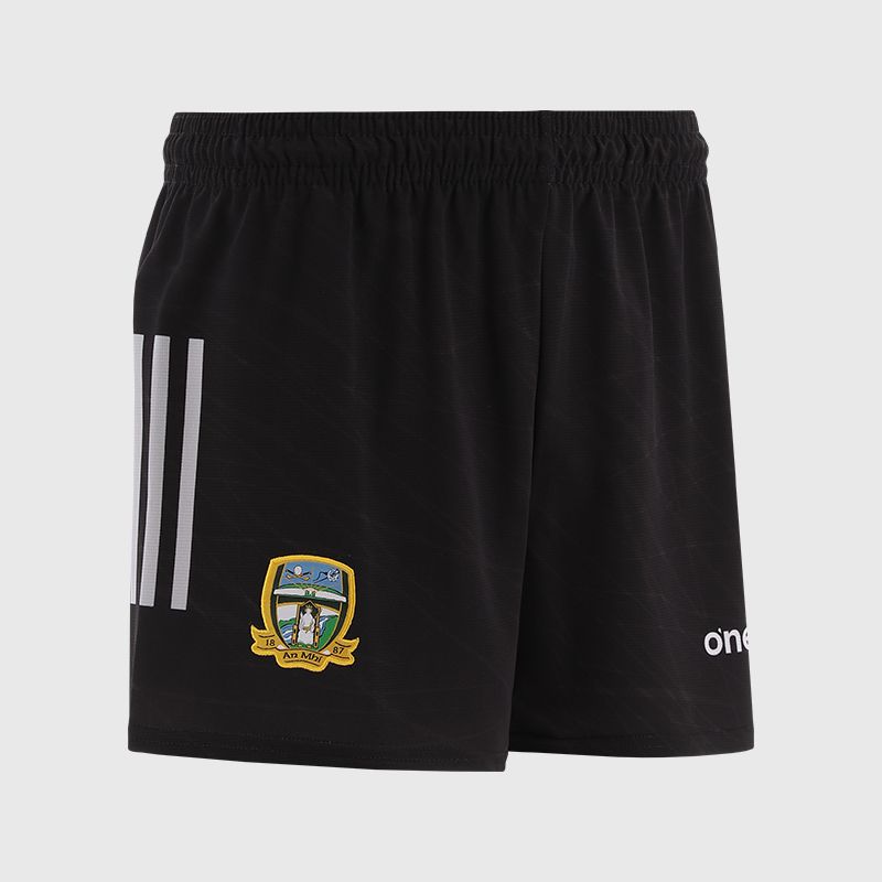 Black Meath GAA Goalkeeper Shorts with stripe detail on leg by O’Neills.