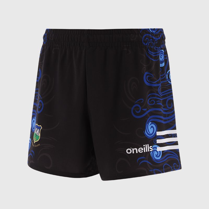 Black/Blue Tipperary GAA Men's Training Shorts with stripe detail on leg by O’Neills.