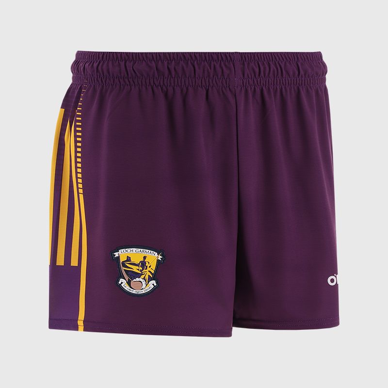 Maroon Wexford GAA Kids' Alternative Goalkeeper Shorts with stripe detail on leg by O’Neills.