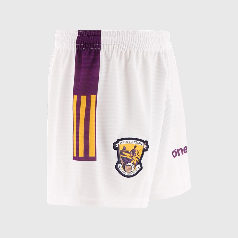 White Wexford GAA Home Shorts with 3 stripe detail on leg by O’Neills.