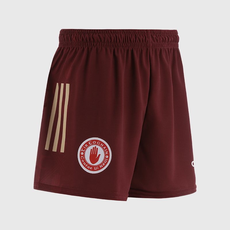 Maroon Tyrone GAA Alternative Goalkeeper Shorts with stripe detail on leg by O’Neills.