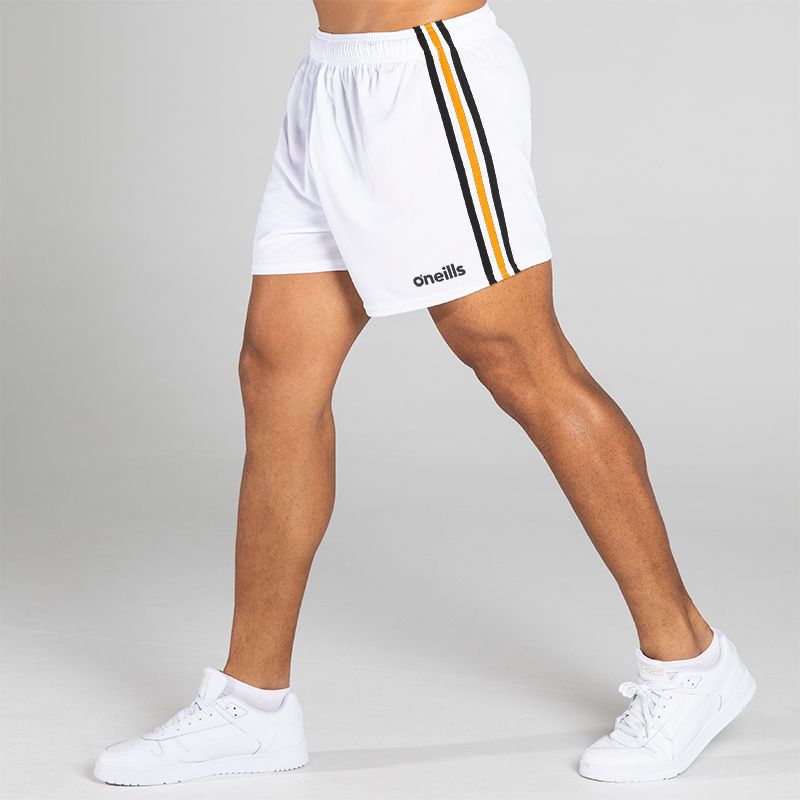 Men's White/Black/Yellow 3 Stripe Mourne Shorts by O'Neills. 