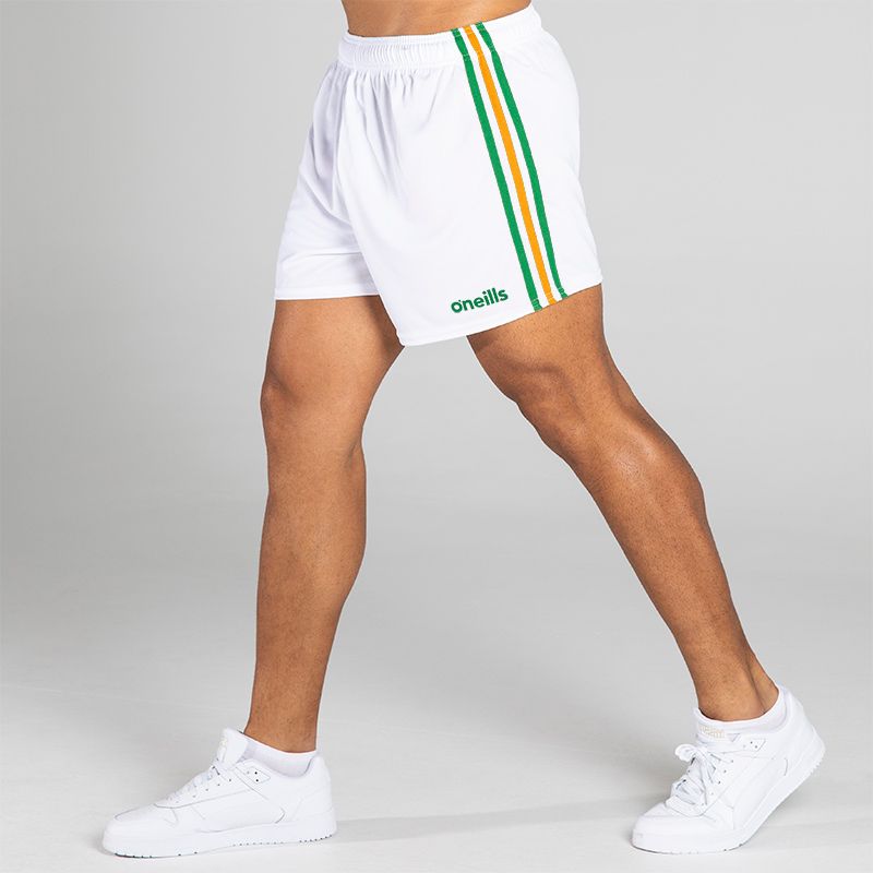 Men's White/Green/Yellow 3 Stripe Mourne Shorts by O'Neills.