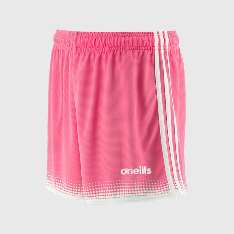Pink and White Nelson GAA shorts from O'Neills.