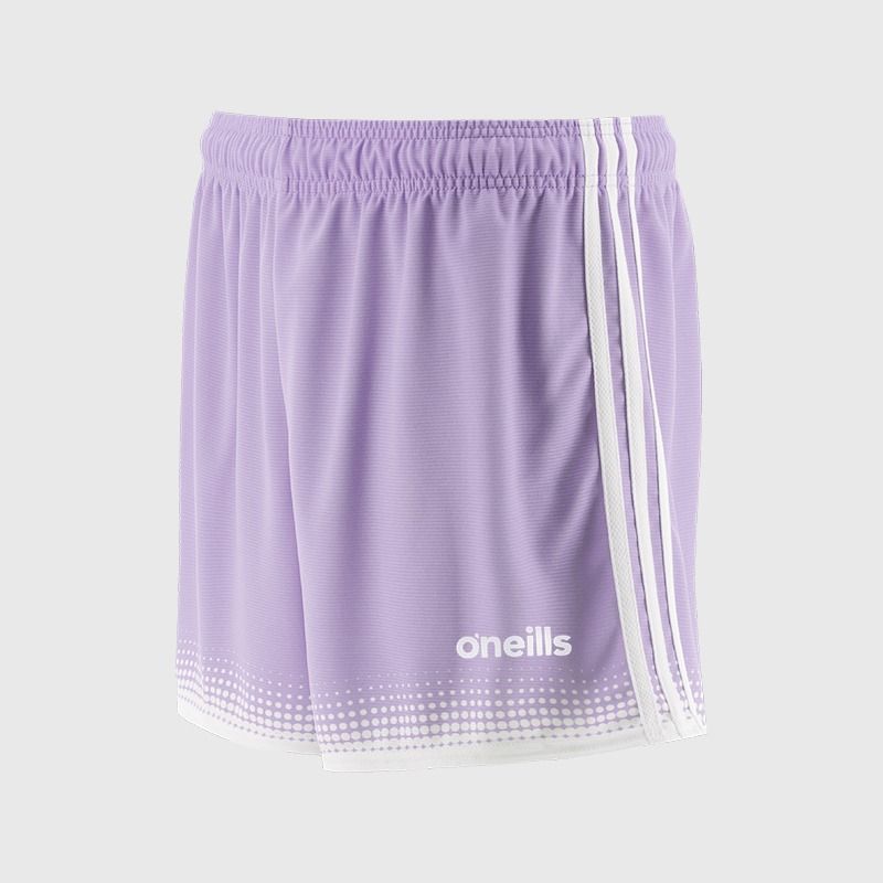 Kids' Purple and White Nelson GAA shorts from O'Neills.